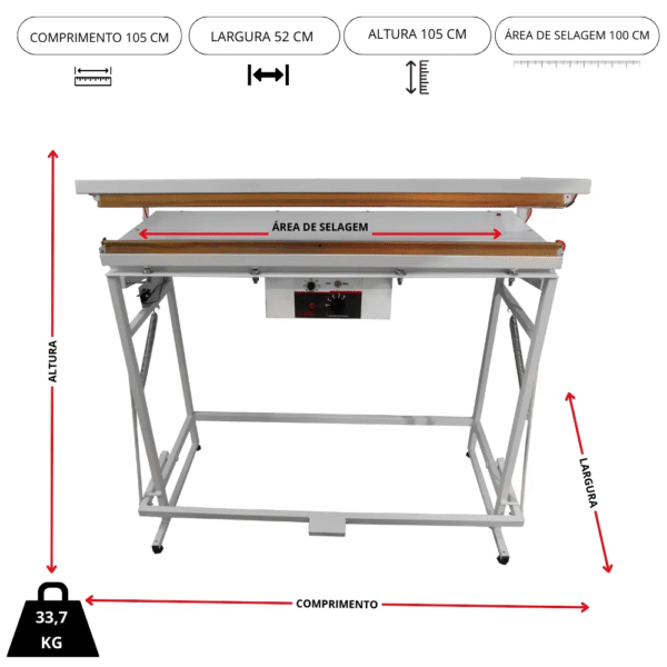 Seladora Pedal 1m Solda Banner Toldo Colchão Bagum - Imagem 2