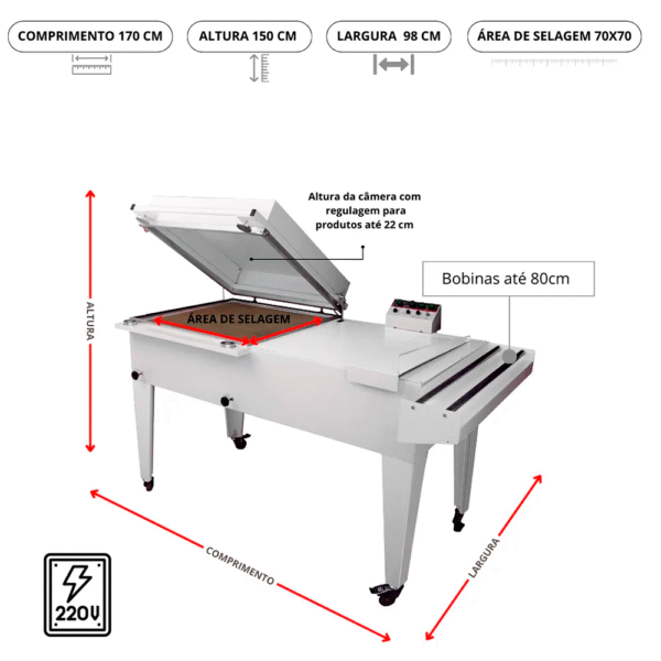 Seladora Conjugada 70x70 - Semiautomática 220V - Imagem 2