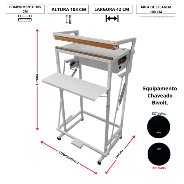 Seladora Tubular Pedal 100cm - Imagem 2