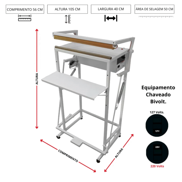 Seladora Tubular Pedal 50cm - Imagem 2